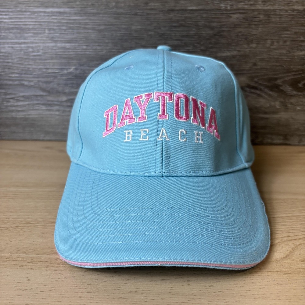 Daytona Beach Hat Cap Strap Back Womens Blue Embroidered Cotton Florida